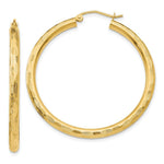 Load image into Gallery viewer, 14K Yellow Gold Textured Hoop Earrings 40mm length