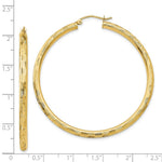 Load image into Gallery viewer, 14K Yellow Gold Textured Hoop Earrings 50mm length