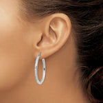 Load image into Gallery viewer, 14K Yellow Gold Polished & Satin Twisted Hoop Earrings 32mm length