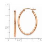 Load image into Gallery viewer, 14K Rose Gold Oval Hoop Earrings 33mm length
