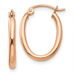 Load image into Gallery viewer, 14K Rose Gold Oval Hoop Earrings 21mm length