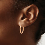 Load image into Gallery viewer, 14K Rose Gold Oval Hoop Earrings 21mm length