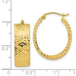 Load image into Gallery viewer, 14K Yellow Gold Diamond Cut Oval Hoop Earrings 25mm length
