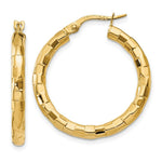 Load image into Gallery viewer, 14K Yellow Gold Polished/Textured Post Hoop Earring 27mm length