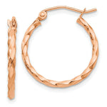 Load image into Gallery viewer, 14K Rose Gold Twisted Hoop Earrings 0mm length