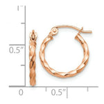 Load image into Gallery viewer, 14K Rose Gold Twisted Hoop Earrings 16mm length