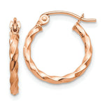 Load image into Gallery viewer, 14K Rose Gold Twisted Hoop Earrings 16mm length