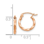 Load image into Gallery viewer, 14K Rose Gold Twisted Hoop Earrings 12mm length