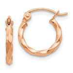 Load image into Gallery viewer, 14K Rose Gold Twisted Hoop Earrings 12mm length