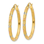 Load image into Gallery viewer, 14K Yellow Gold & White & Rose Rhodium Textured Hoop Earrings 39mm length