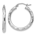 Load image into Gallery viewer, 14K White Gold Textured Hoop Earrings 20mm length