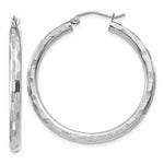 Load image into Gallery viewer, 14K White Gold Textured Hoop Earrings 35mm length