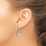 Load image into Gallery viewer, 14K White Gold Textured Hoop Earrings 30mm length