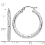 Load image into Gallery viewer, 14K White Gold Textured Hoop Earrings 30mm length