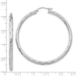 Load image into Gallery viewer, 14K White Gold Textured Hoop Earrings 50mm length