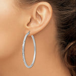 Load image into Gallery viewer, 14K White Gold Textured Hoop Earrings 45mm length