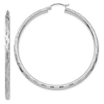 Load image into Gallery viewer, 14K White Gold Textured Hoop Earrings 45mm length