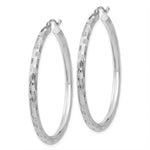 Load image into Gallery viewer, 14K White Gold Textured Hoop Earrings 60mm length