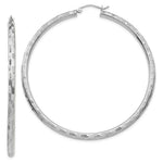 Load image into Gallery viewer, 14K White Gold Textured Hoop Earrings 60mm length