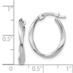 Load image into Gallery viewer, 14K White Gold Polished Oval Hoop Earrings 18mm length