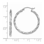Load image into Gallery viewer, 14K White Gold Polished & Satin Twisted Hoop Earrings 32mm length