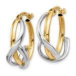 Load image into Gallery viewer, 14K Two-tone Gold Polished Twisted Hoop Earrings 20mm length