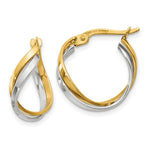 Load image into Gallery viewer, 14K Two-tone Gold Polished Twisted Hoop Earrings 19mm length