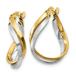 Load image into Gallery viewer, 14K Two-tone Gold Polished Twisted Hoop Earrings 19mm length