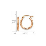 Load image into Gallery viewer, 14K Rose Gold Light Weight Diamond-cut Hoop Earrings 15mm length