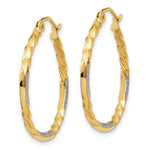 Load image into Gallery viewer, 14K Yellow Gold & Rhodium Diamond Cut Twisted Hoop Earrings 27mm length