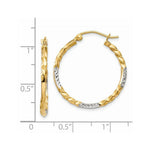 Load image into Gallery viewer, 14K Yellow Gold & Rhodium Diamond Cut Twisted Hoop Earrings 27mm length