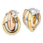 Load image into Gallery viewer, 14K Tri-Color Gold Polished Post Hoop Earring 21mm length