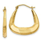 Load image into Gallery viewer, 14K Yellow Gold Polished, Satin and Diamond-cut Hoop Earrings 22mm length