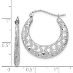 Load image into Gallery viewer, 14K White Gold Satin and Diamond-cut Hoop Earrings 26mm length