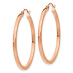 Load image into Gallery viewer, 14K Rose Gold Light Weight Square Tube Hoop Earrings 35mm length