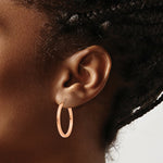 Load image into Gallery viewer, 14K Rose Gold Light Weight Square Tube Hoop Earrings 25mm length