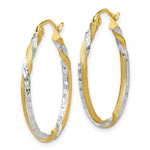 Load image into Gallery viewer, 14K Yellow Gold & Rhodium Satin Diamond Cut Twisted Hoop Earrings 29mm length