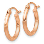 Load image into Gallery viewer, 14K Rose Gold Light Weight Satin Diamond Cut Hoop Earrings 15mm length