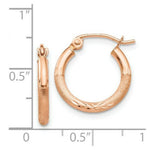 Load image into Gallery viewer, 14K Rose Gold Light Weight Satin Diamond Cut Hoop Earrings 15mm length