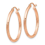 Load image into Gallery viewer, 14K Rose Gold Light Weight Satin Diamond Cut Hoop Earrings 25mm length