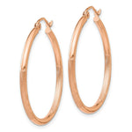 Load image into Gallery viewer, 14K Rose Gold Light Weight Satin Diamond Cut Hoop Earrings 30mm length