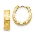Load image into Gallery viewer, 14K Yellow Gold Diamond Cut 4mm Patterned Hinged Hoop Earrings 14mm length