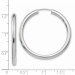 Load image into Gallery viewer, 14K White Gold Polished Endless Tube Hoop Earrings 25mm length