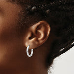 Load image into Gallery viewer, 14K White Gold Polished Endless Tube Hoop Earrings 20mm length