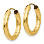 Load image into Gallery viewer, 14K Yellow Gold Polished Endless Tube Hoop Earrings 20mm length