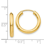 Load image into Gallery viewer, 14K Yellow Gold Polished Endless Tube Hoop Earrings 20mm length