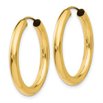 Load image into Gallery viewer, 14K Yellow Gold Polished Endless Tube Hoop Earrings 25mm length