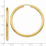 Load image into Gallery viewer, 14K Yellow Gold Polished Endless Tube Hoop Earrings 45mm length