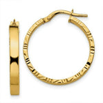 Load image into Gallery viewer, 14K Yellow Gold Diamond Cut Edge Polished Hoop Earrings 20mm length