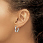Load image into Gallery viewer, 14K White Gold Diamond Cut Edge Polished Hoop Earrings 15mm length